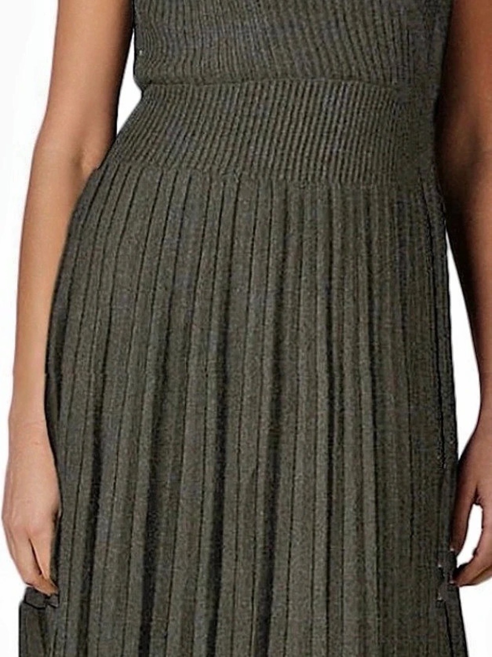 Eileen Fisher Cinder Refined Viscose Pleat Surplice Knee Length Dress M